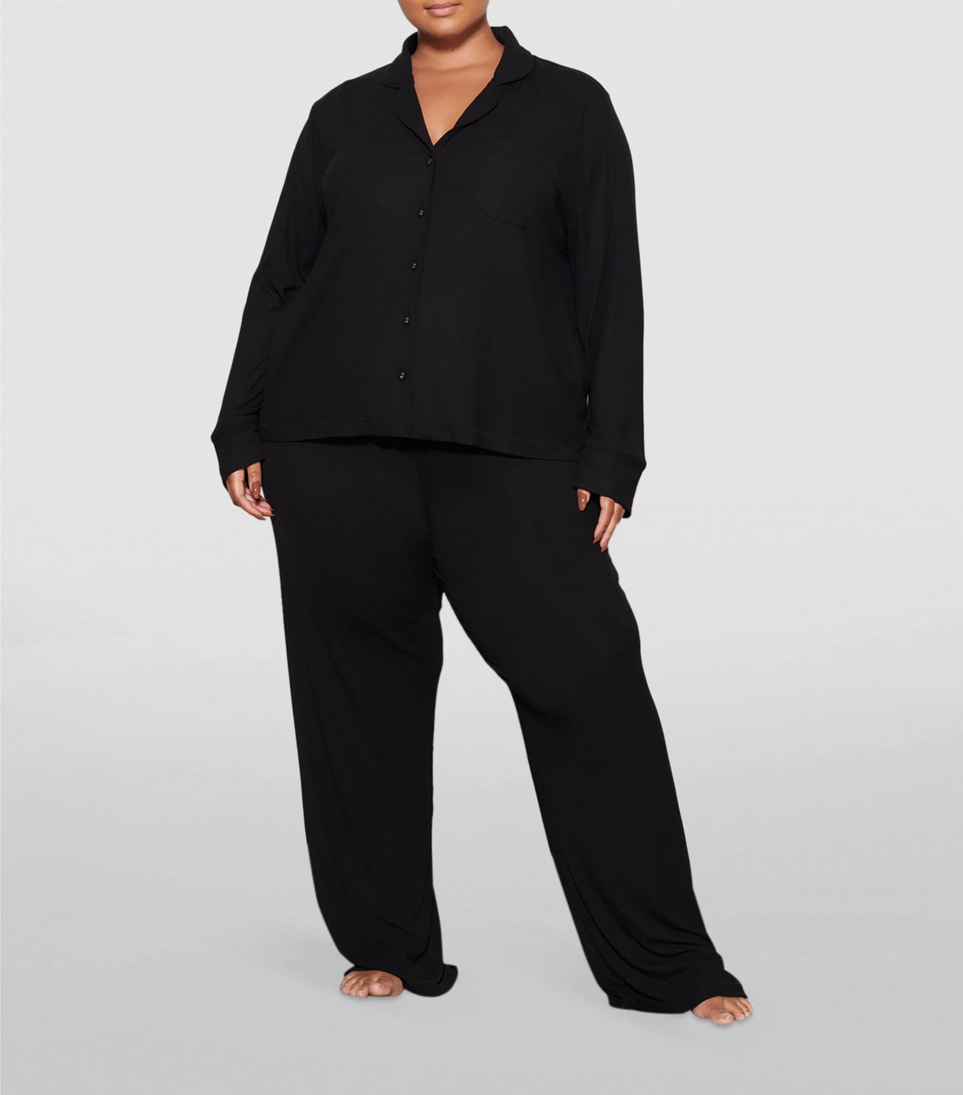 Skims Black Soft Lounge Ribbed Pyjama Set