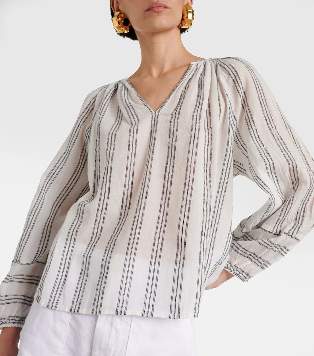 Velvet - Gianna embroidered striped cotton top