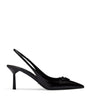 Prada Black Brushed Leather Slingback Pumps 75