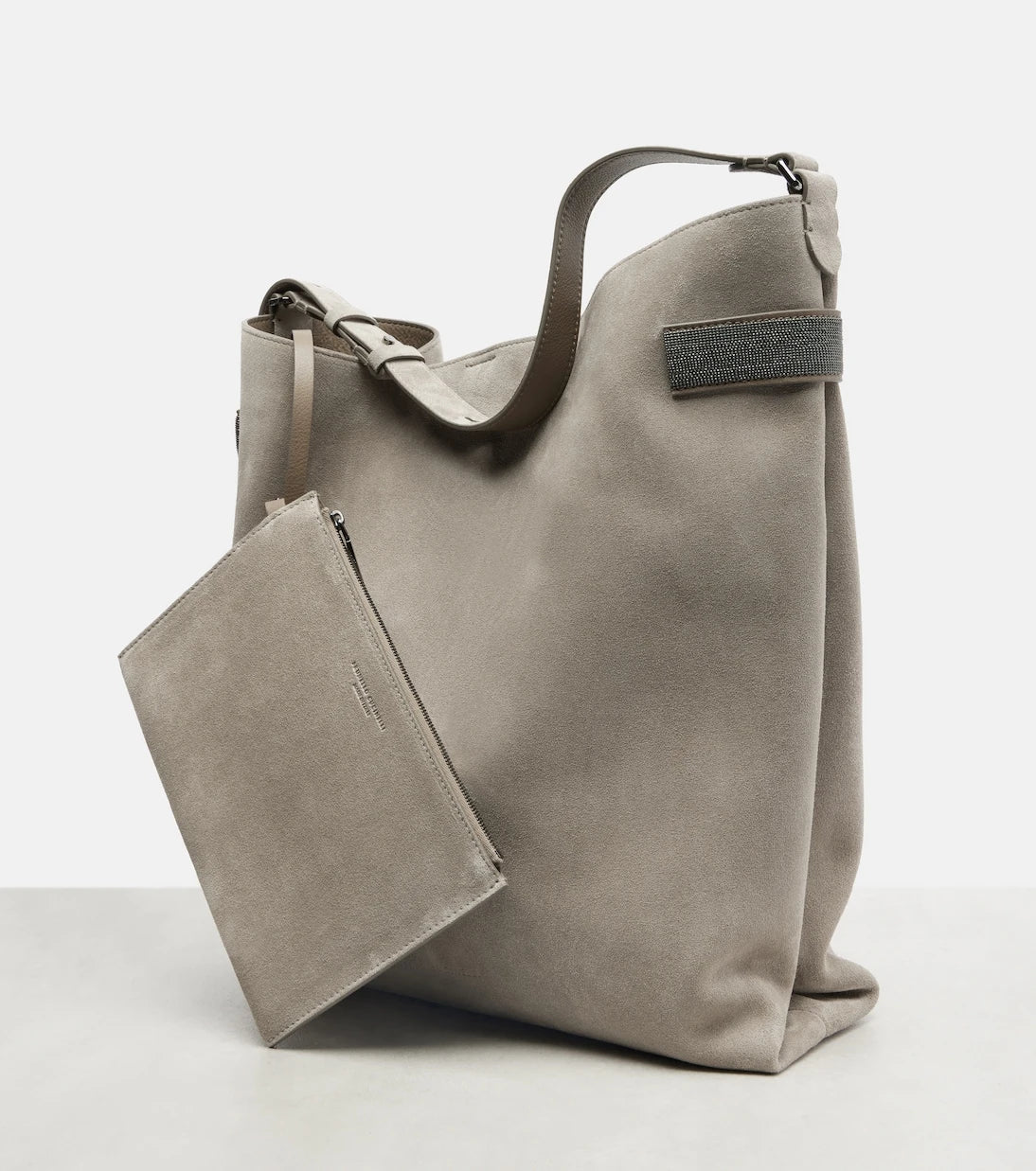 Brunello Cucinelli - Essence Monili Large suede tote bag