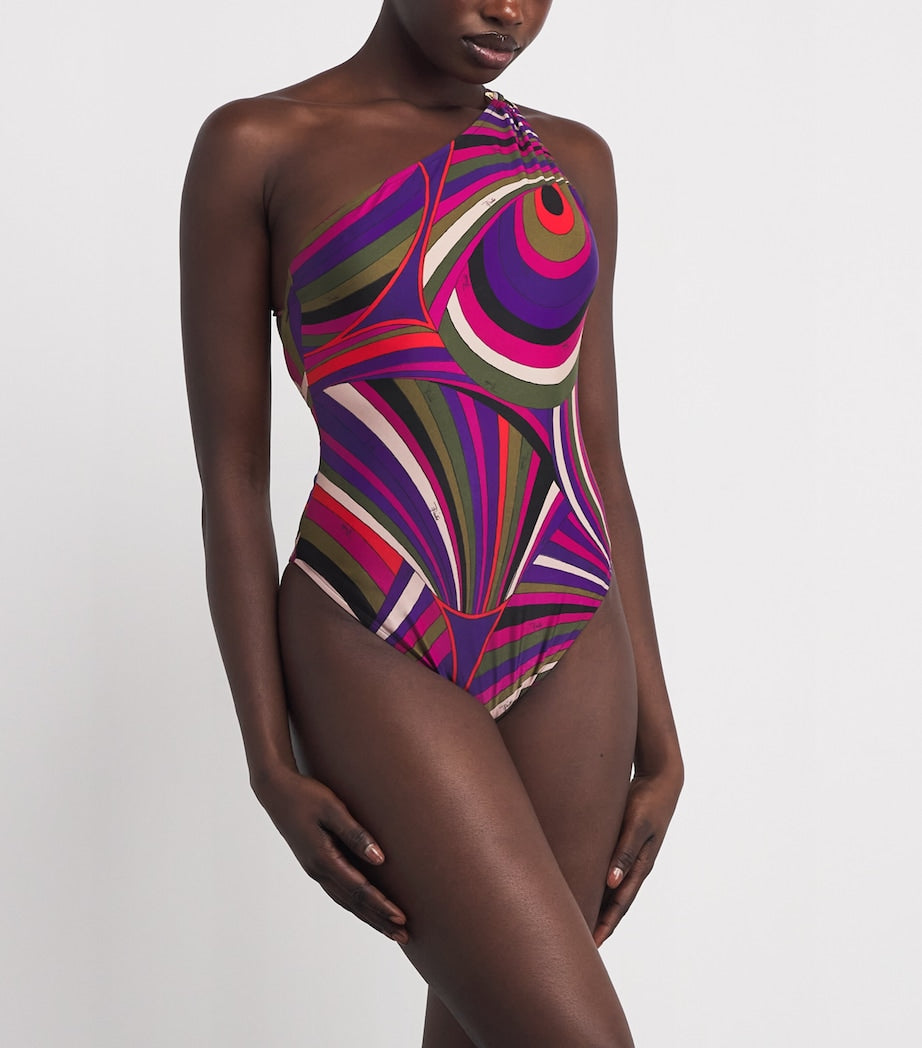 PUCCI Multi One-Shoulder Printed Swimsuit