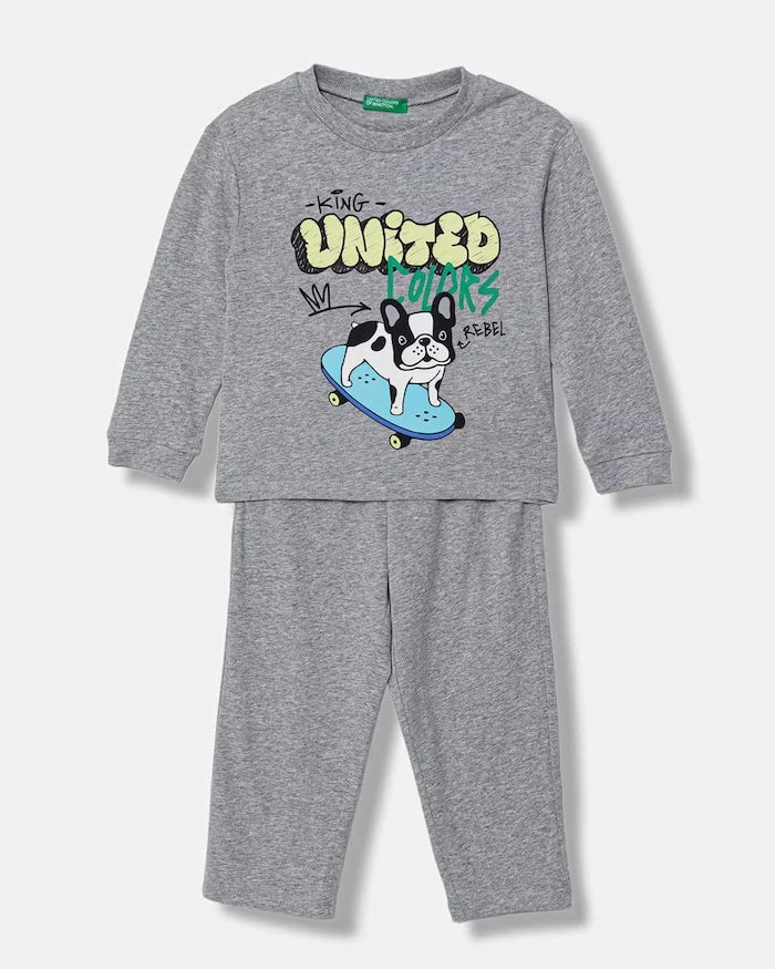 United Colors of Benetton çocuklar için pamuklu iki parçalı pijama