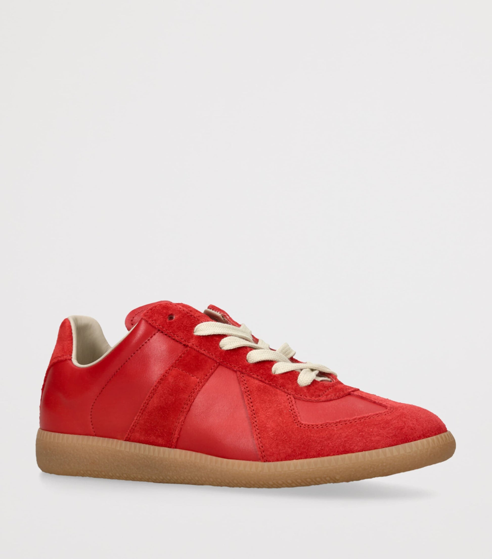 Red Leather-Suede Replica Sneakers