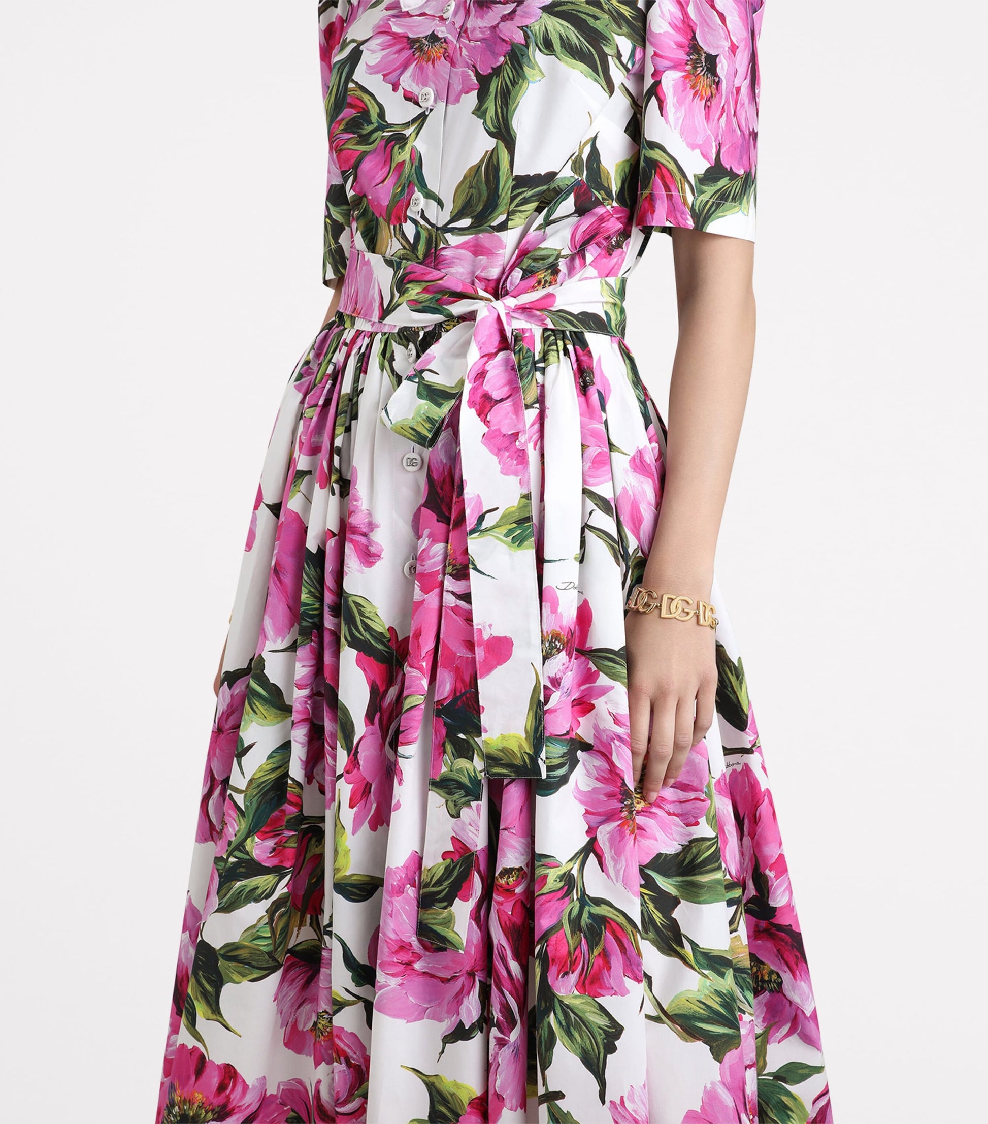 Dolce & Gabbana Multi Floral Print Midi Shirt Dress