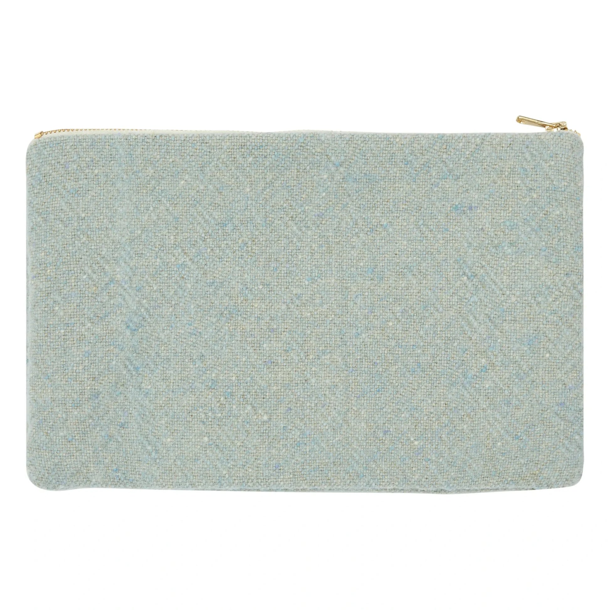 Adorna - Faustine Wool and Linen Clutch Bag | Mottled blue
