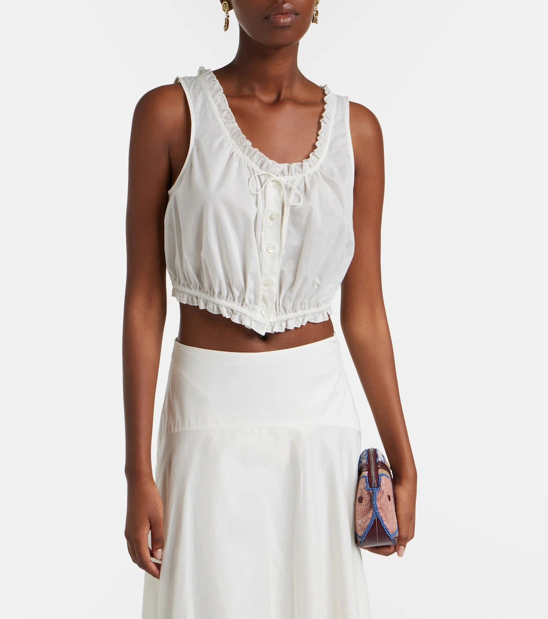Staud - Sicilia lace-trimmed cotton voile top