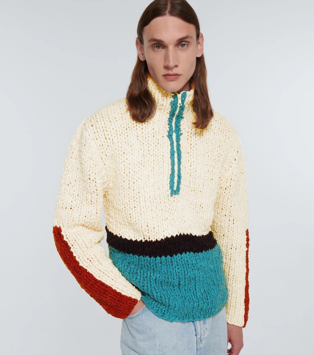 The Elder Statesman - Block N Spiral bouclé sweater
