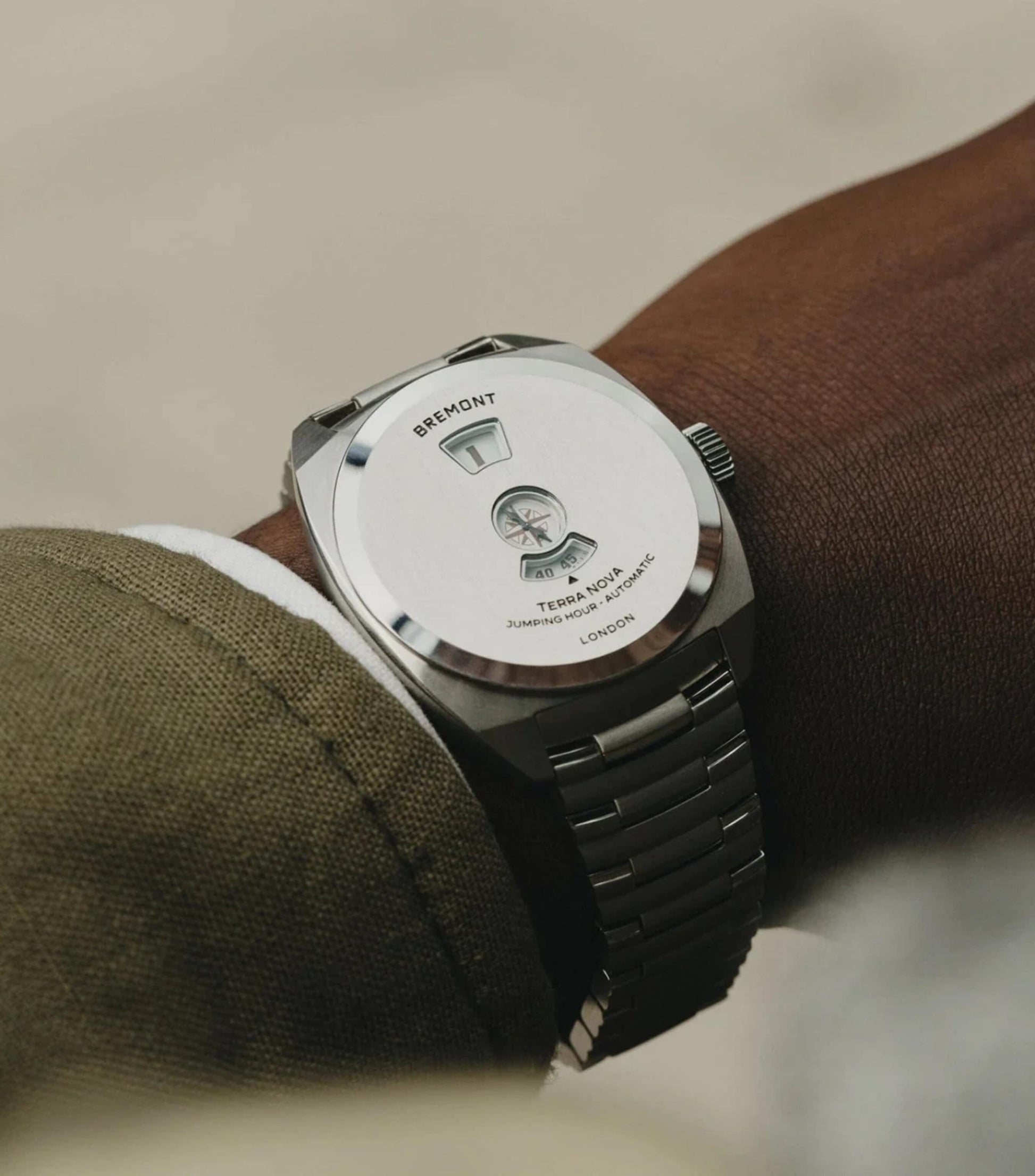 Stainless Steel Terra Nova Jumping Hour Watch 38mm