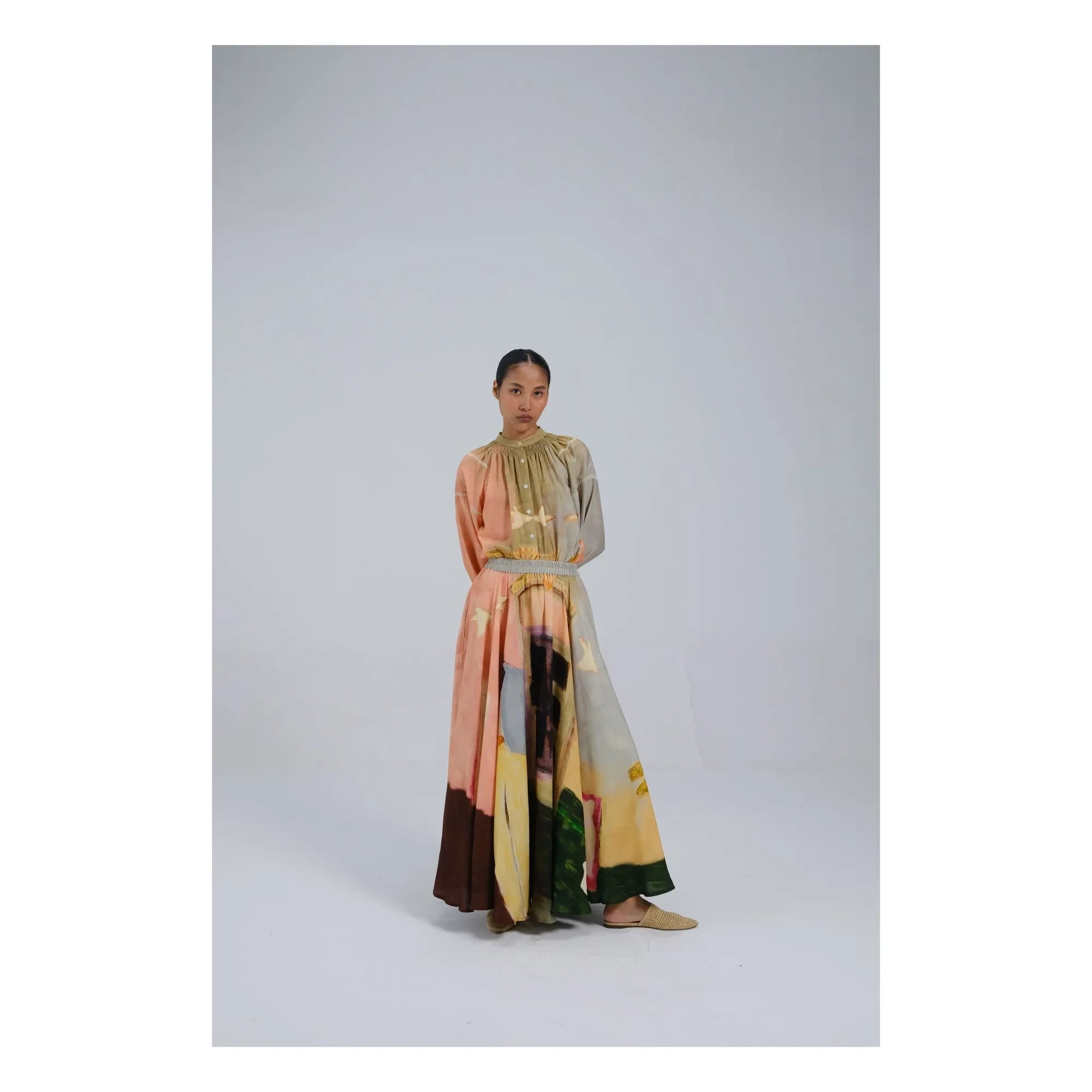 CORD - Circle Satin Cotton Skirt | Peach