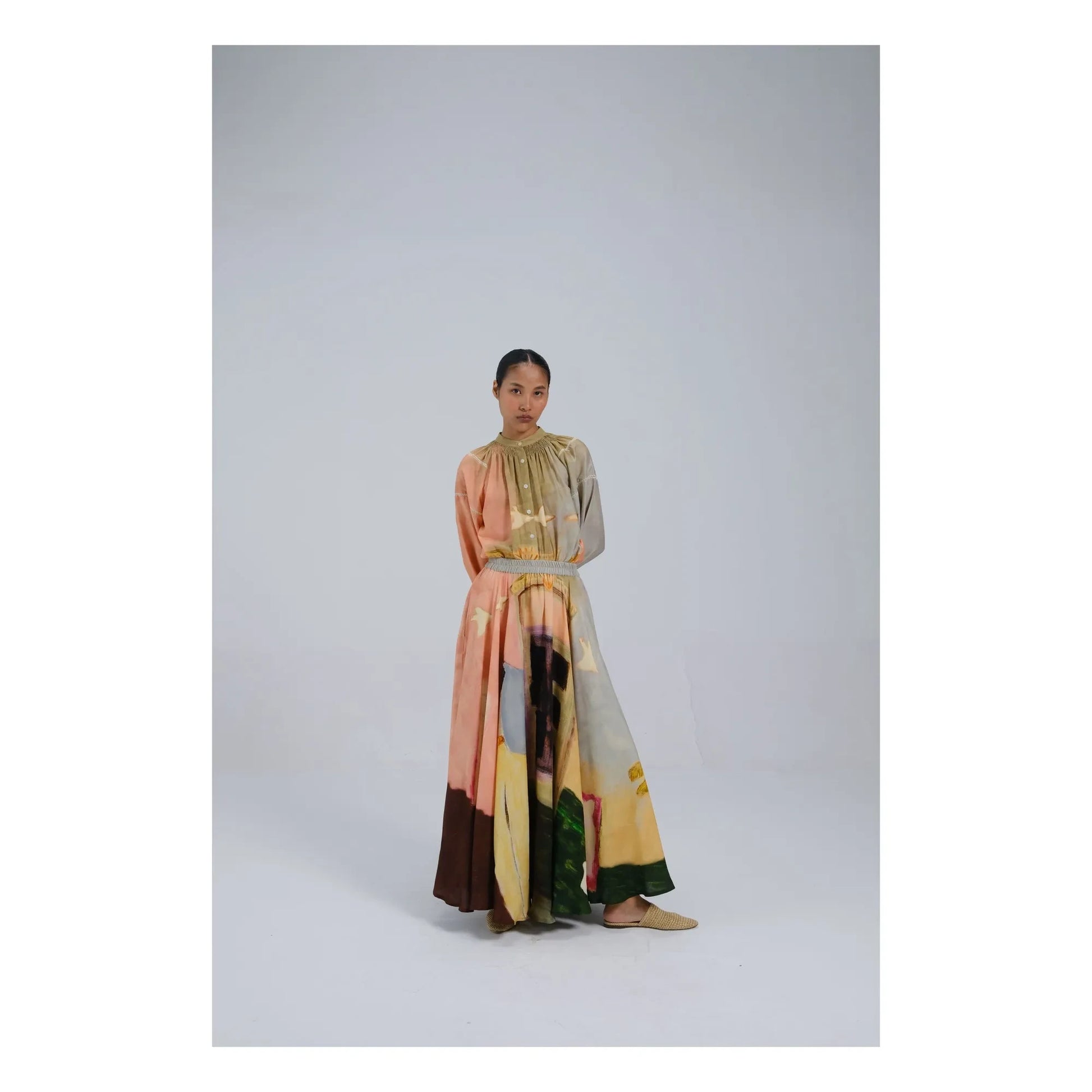 CORD - Circle Satin Cotton Skirt | Peach