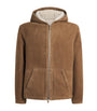 Yves Salomon Beige Shearling Reversible Hooded Jacket