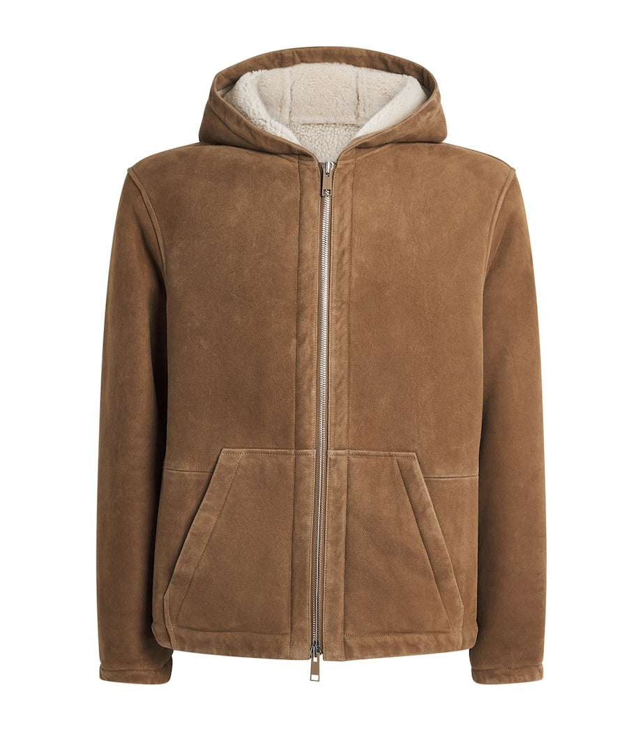 Yves Salomon Beige Shearling Reversible Hooded Jacket