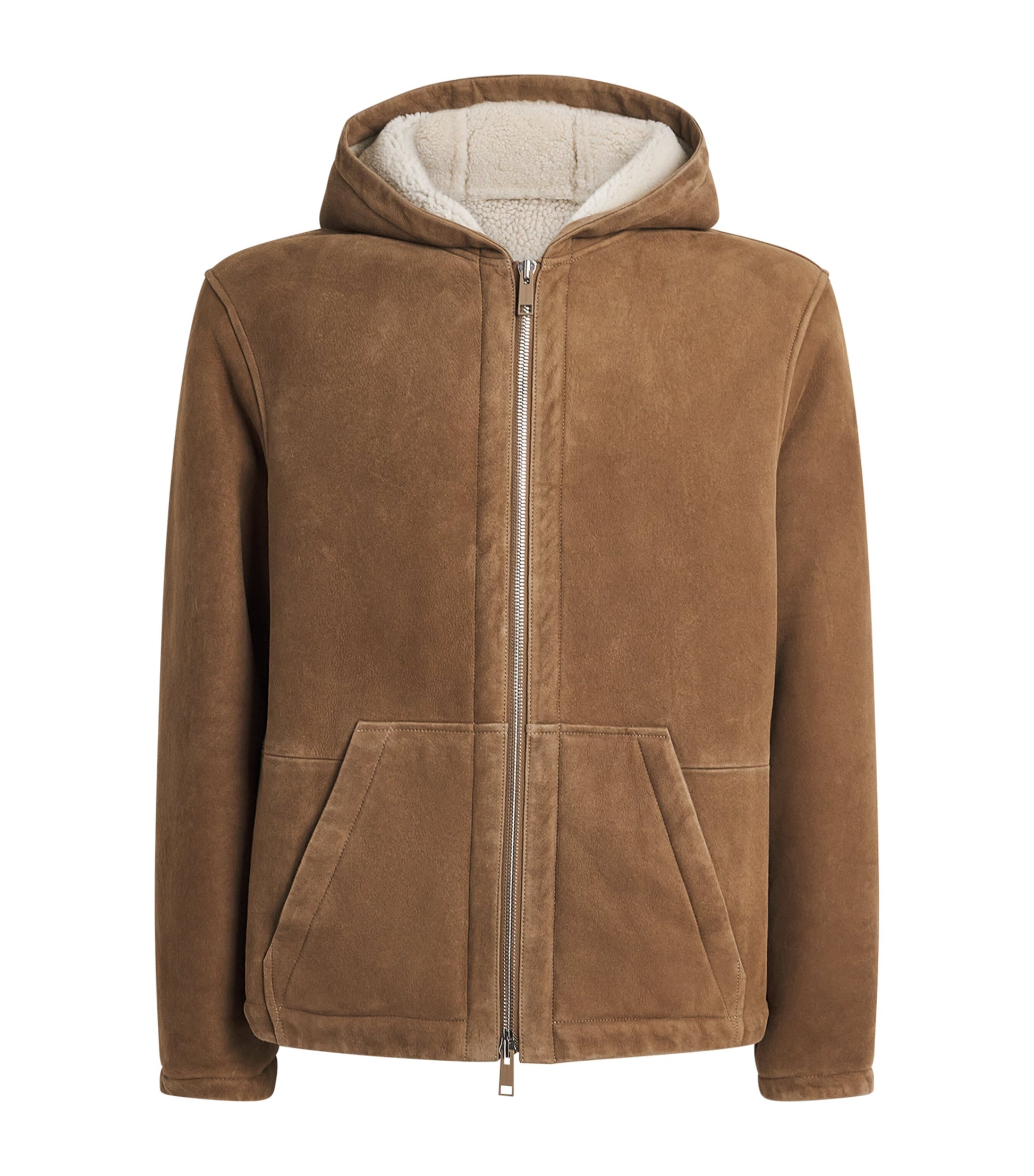 Yves Salomon Beige Shearling Reversible Hooded Jacket