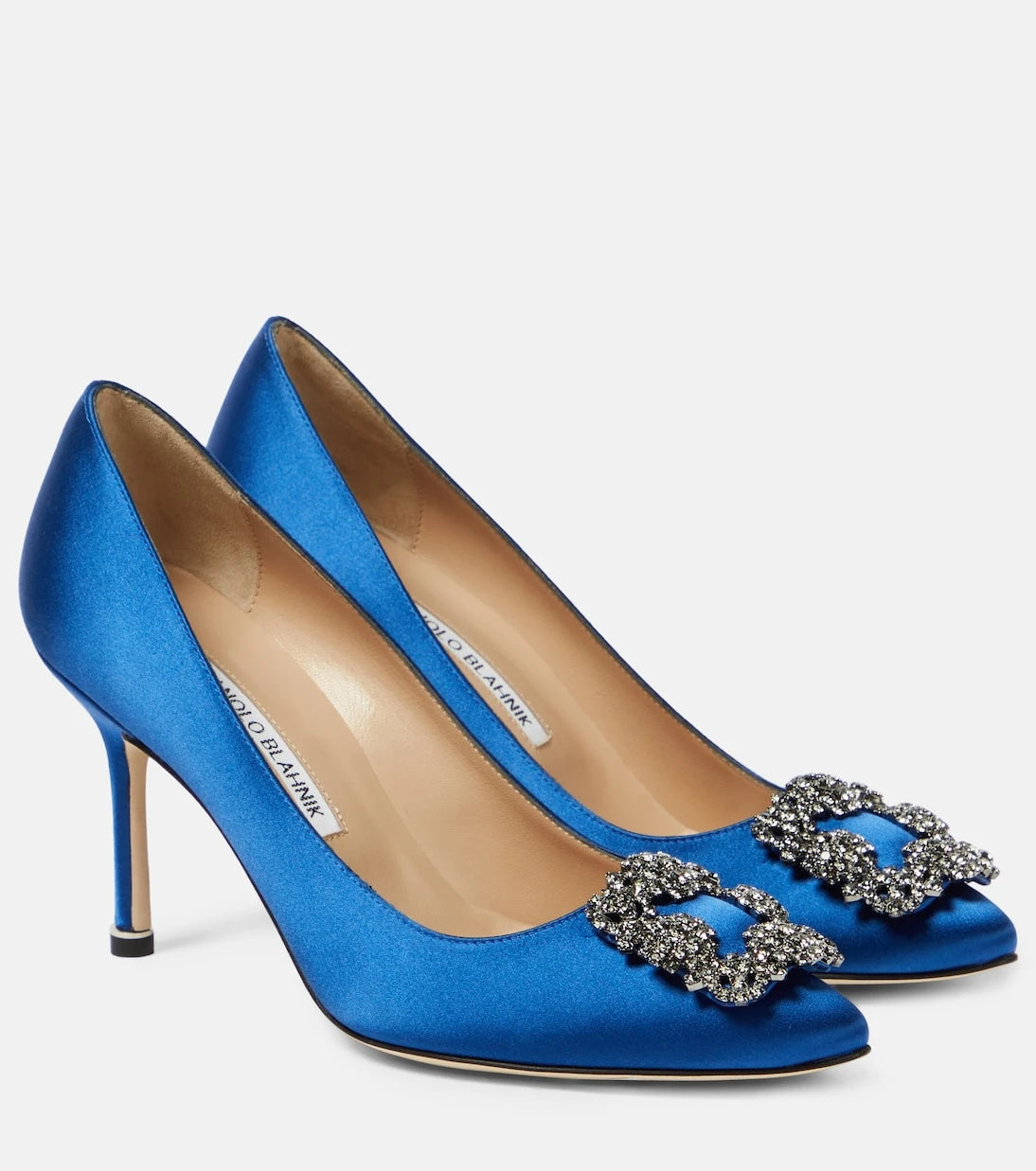 Manolo Blahnik - Hangisi 90 embellished satin pumps