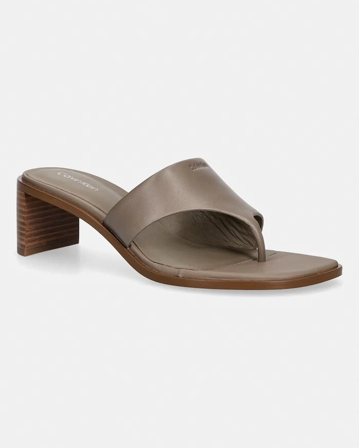 Calvin Klein Kadın Deri Terlik BLOCK HEEL SNDL THONG LTH