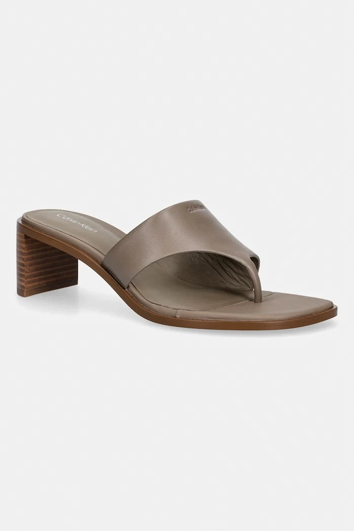 Calvin Klein Kadın Deri Terlik BLOCK HEEL SNDL THONG LTH
