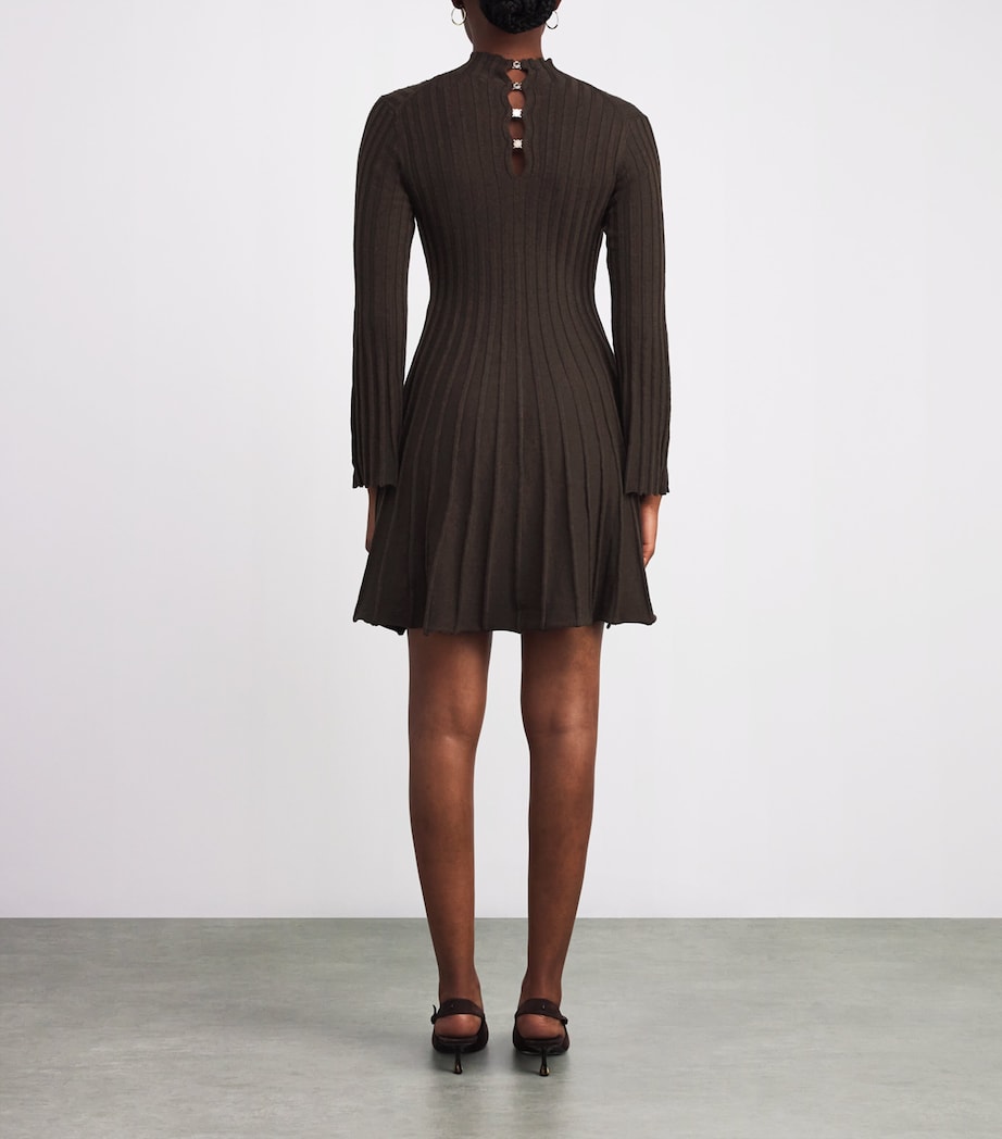 Maje Brown Long-Sleeve Mini Dress