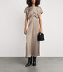 Toteme Beige Satin Slouch-Waist Midi Dress