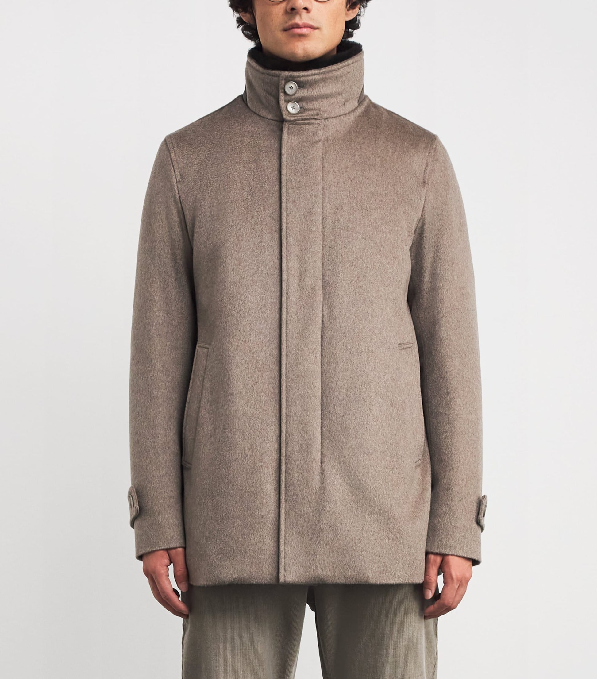 Cashmere Shearling-Trim Car Coat