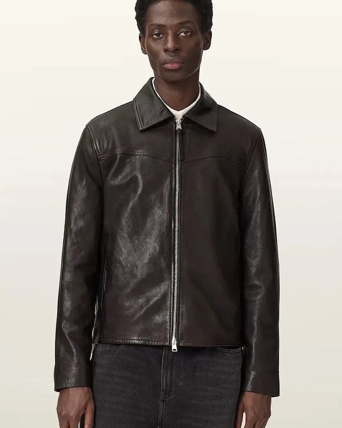 AllSaints преходно яке мъжко от кожа TUNE