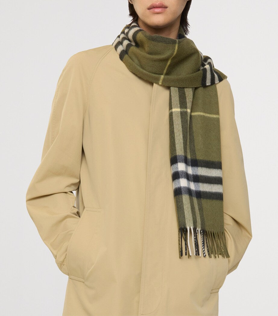 Green Cashmere Check Scarf
