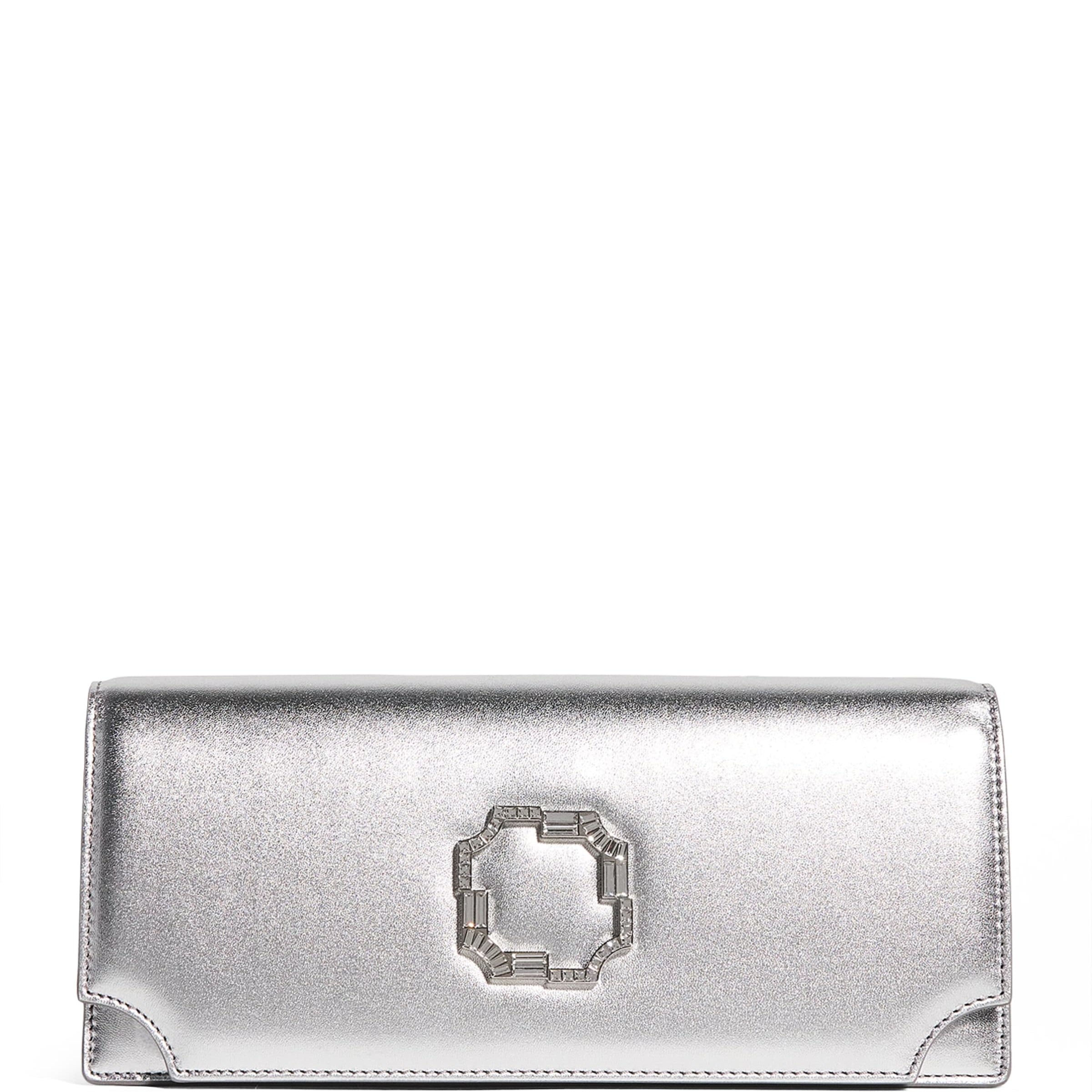 Malone Souliers Silver Leather Vivien Clutch Bag