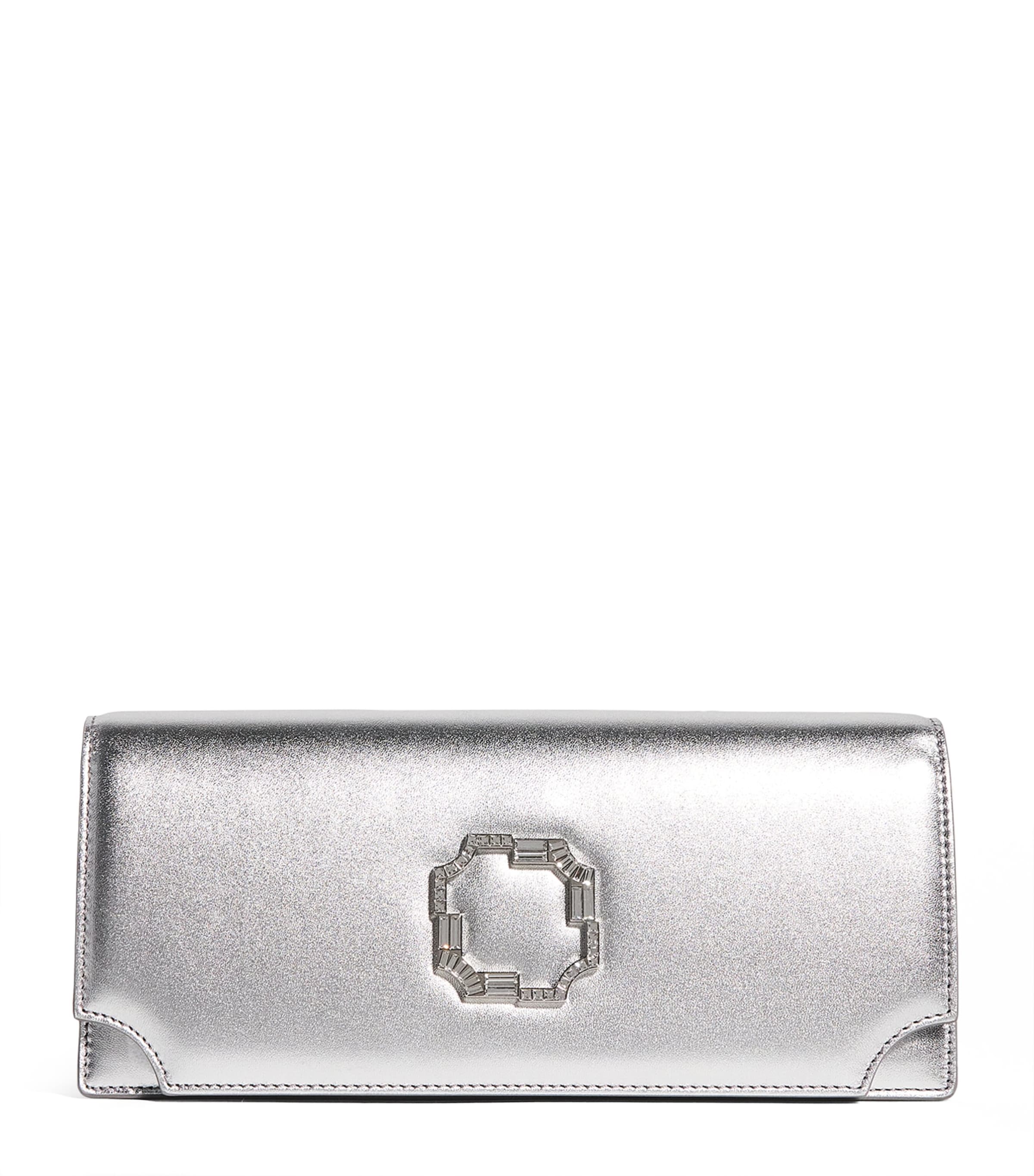 Malone Souliers Silver Leather Vivien Clutch Bag
