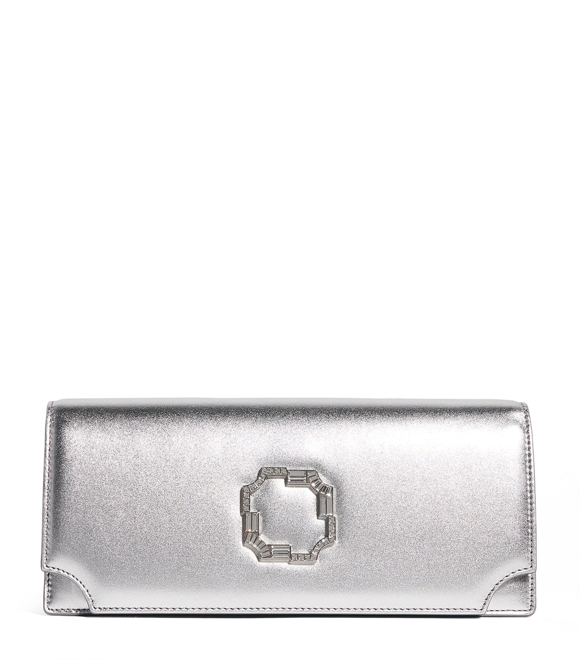 Malone Souliers Silver Leather Vivien Clutch Bag