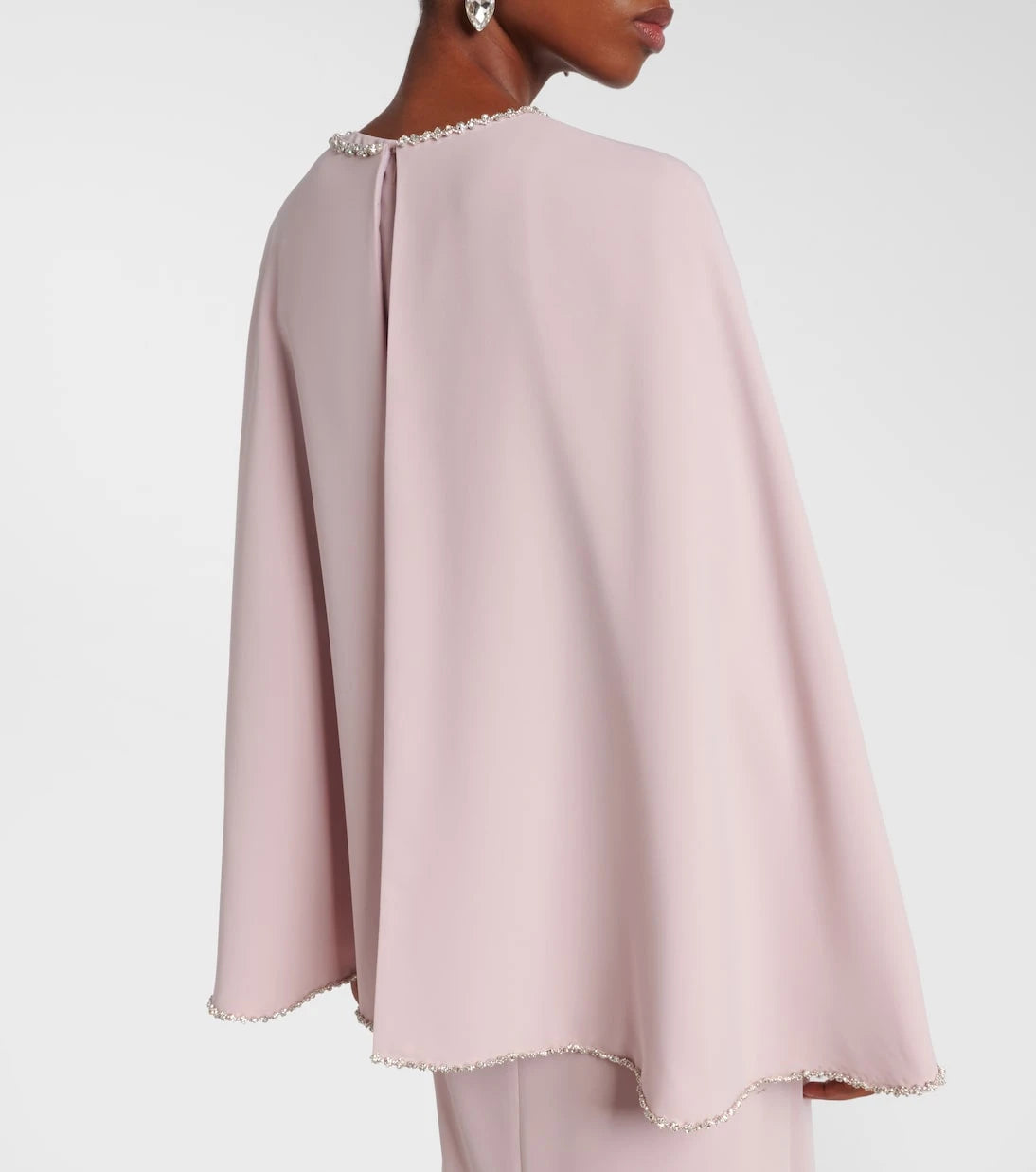 Costarellos - Crystal-embellished caped gown