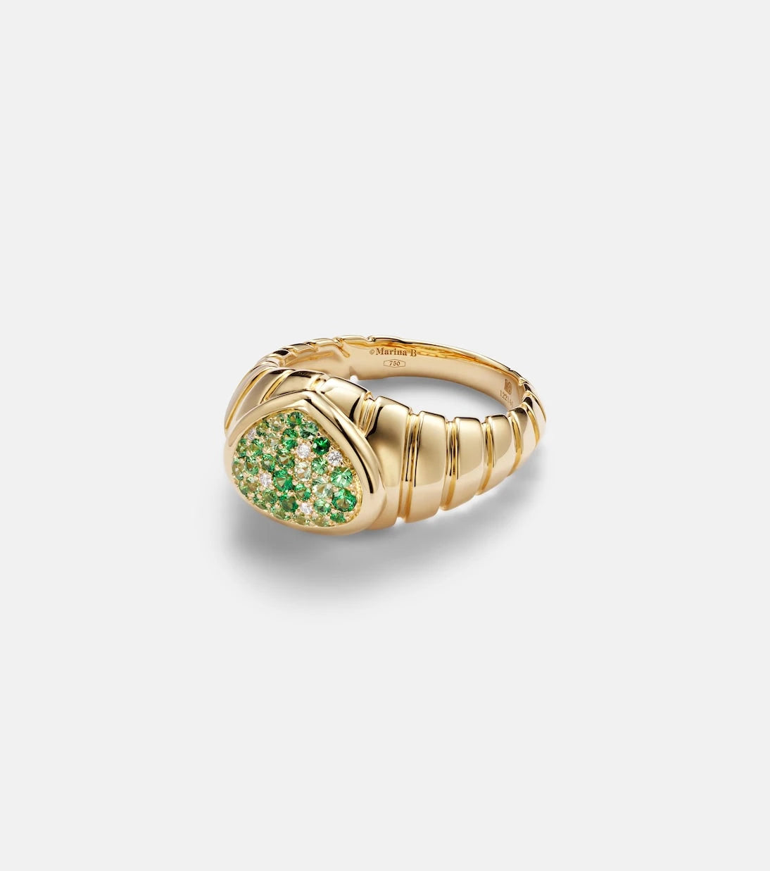 Marina B - Timo 18kt gold ring with tsavorites and diamonds
