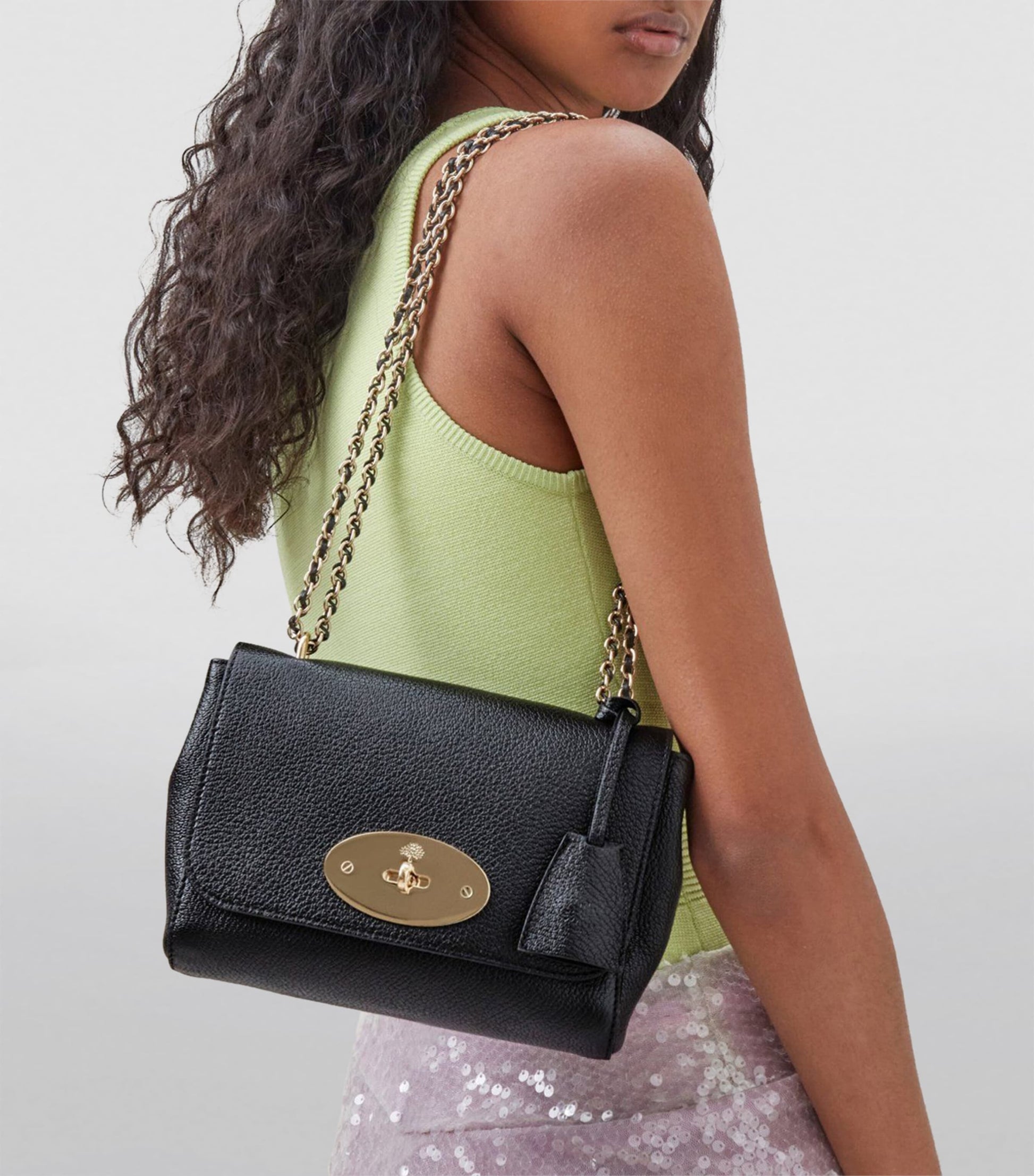 Black Leather Lily Shoulder Bag