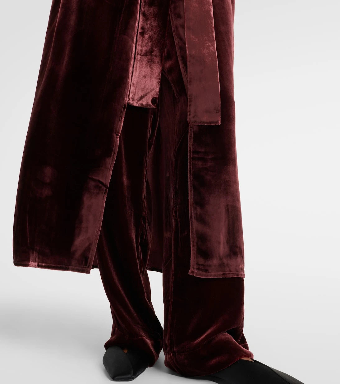 Asceno - Belted velvet midi dress