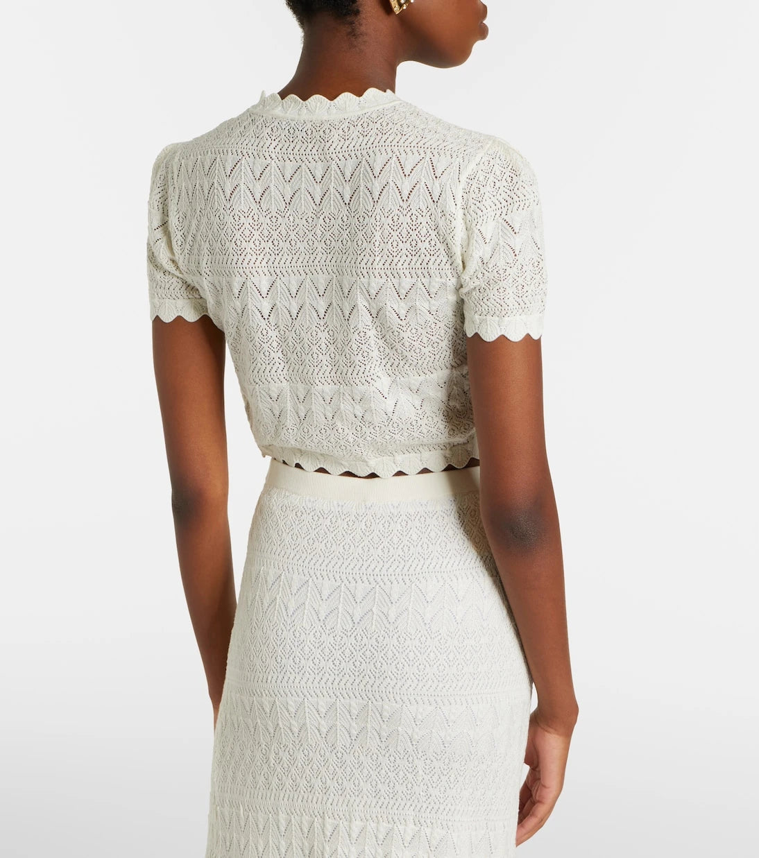 Self-Portrait - Pointelle cropped cardigan