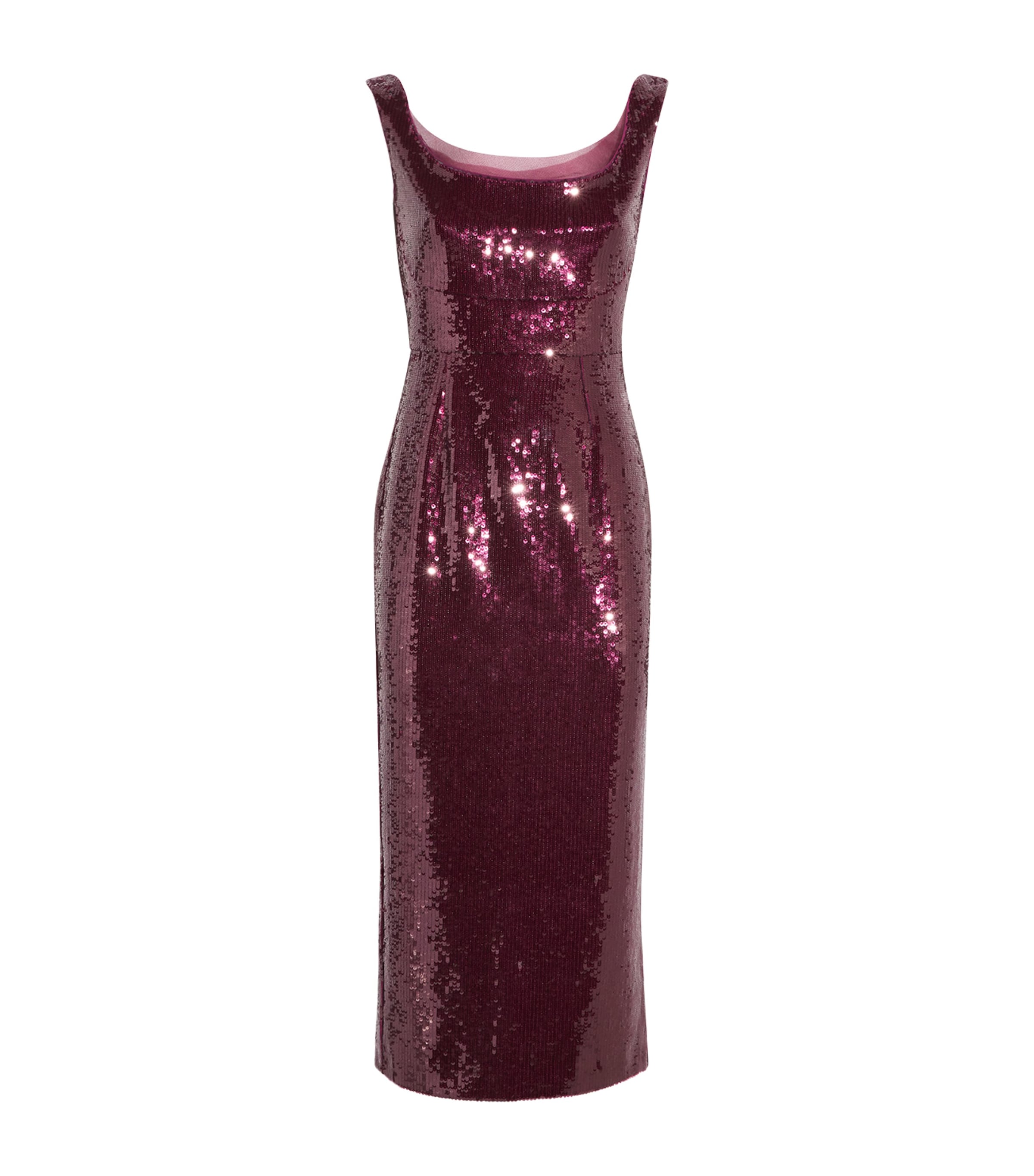 Roland Mouret Burgundy Sequin-Embellished Midi Dress