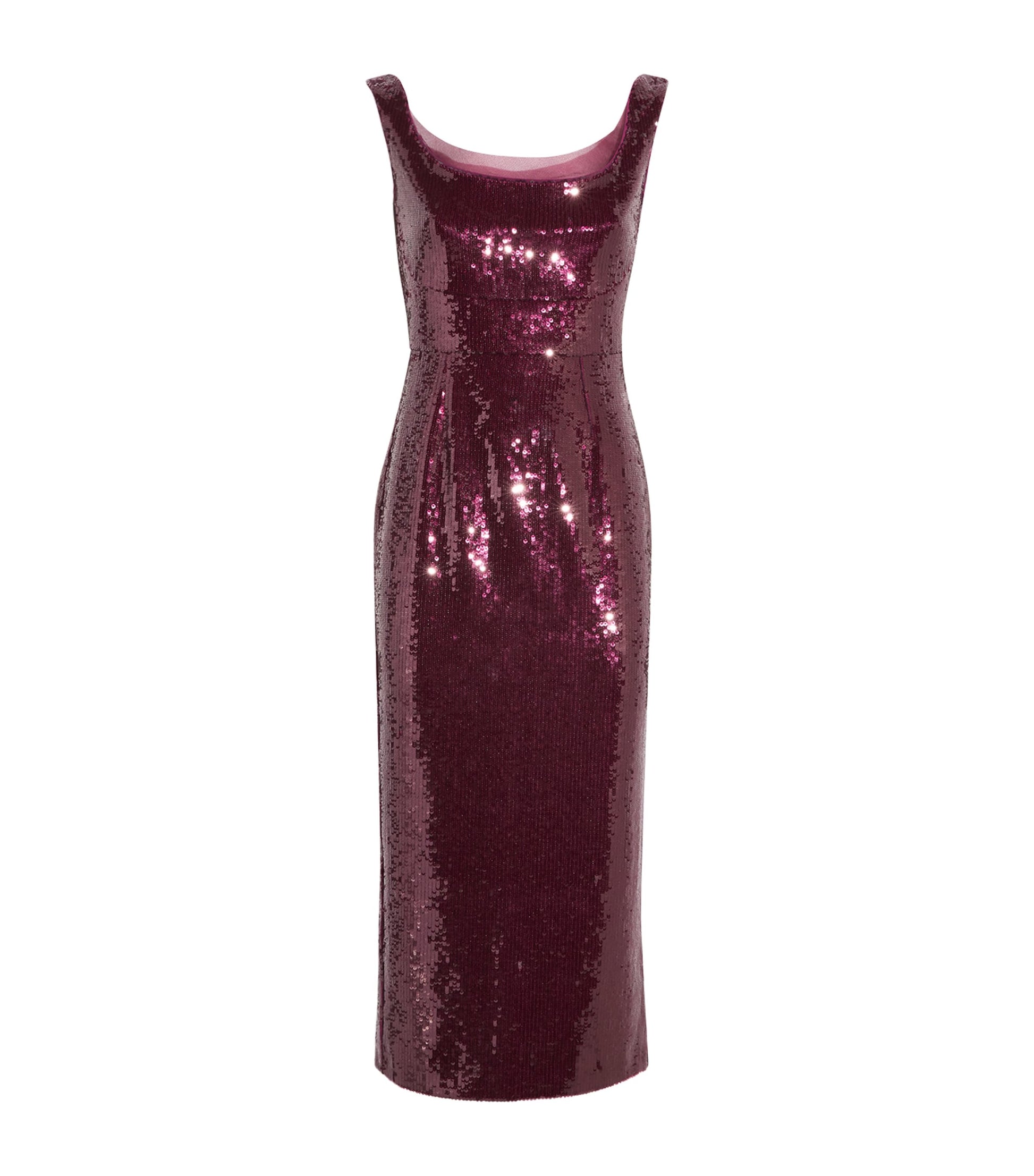 Roland Mouret Burgundy Sequin-Embellished Midi Dress