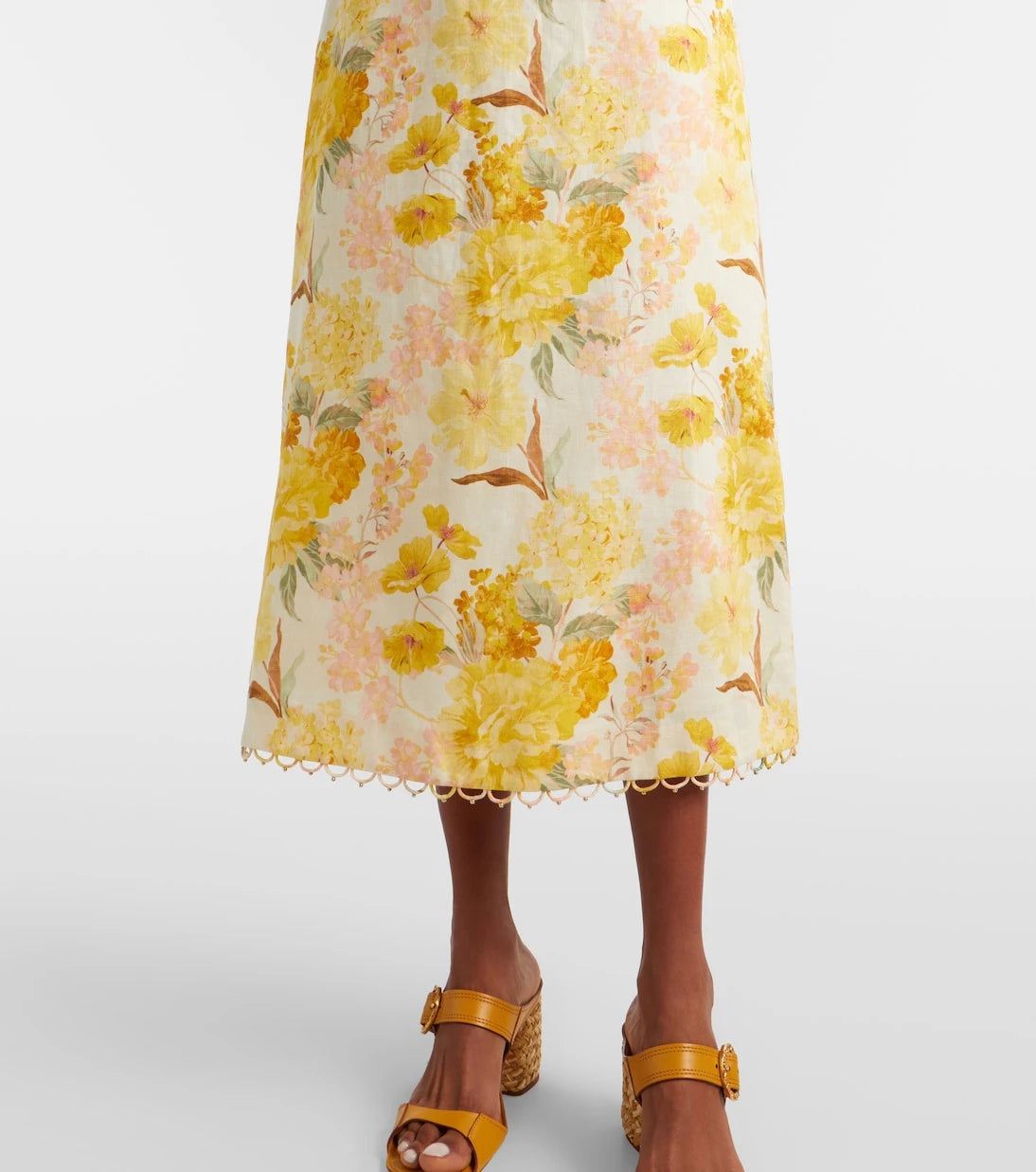 Zimmermann - Como floral ruffled linen midi dress