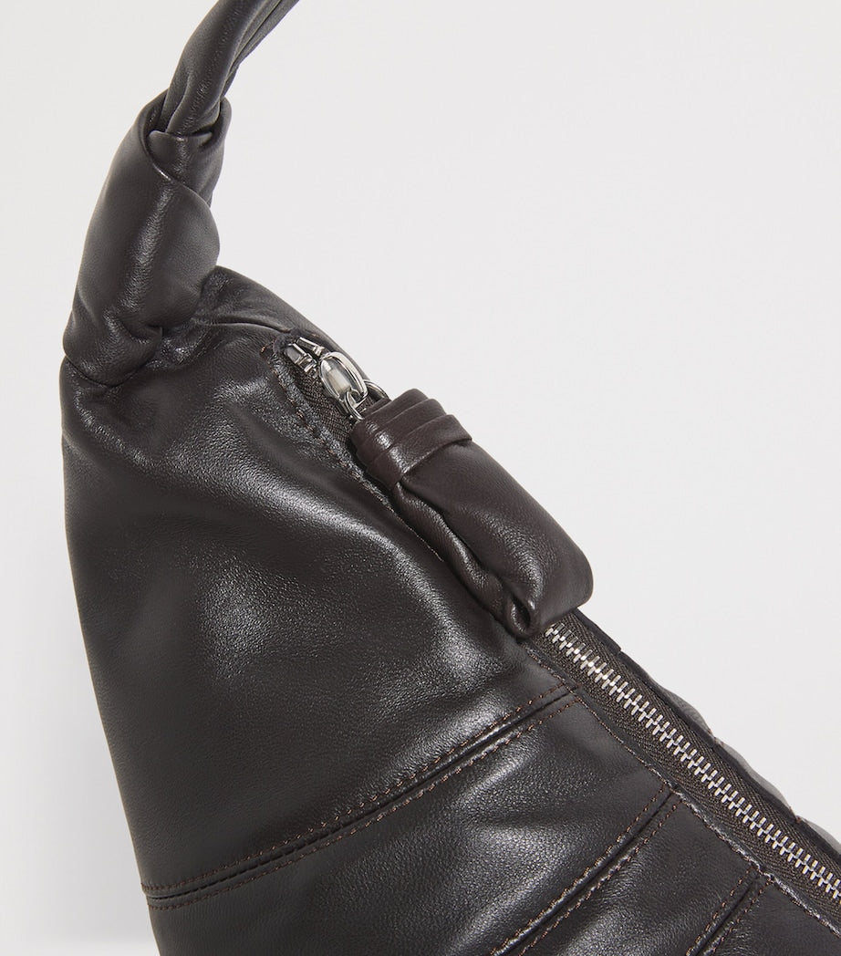 Medium Grained Leather Croissant Shoulder Bag DARK CHOCOLATE BR490