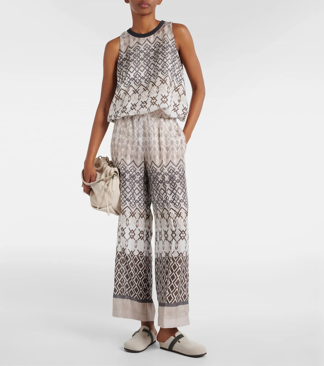 Brunello Cucinelli - Printed silk wide-leg pants