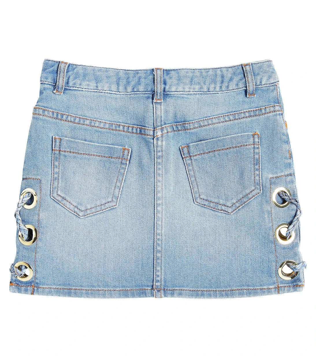 Chloé Kids - Lace-detail denim skirt