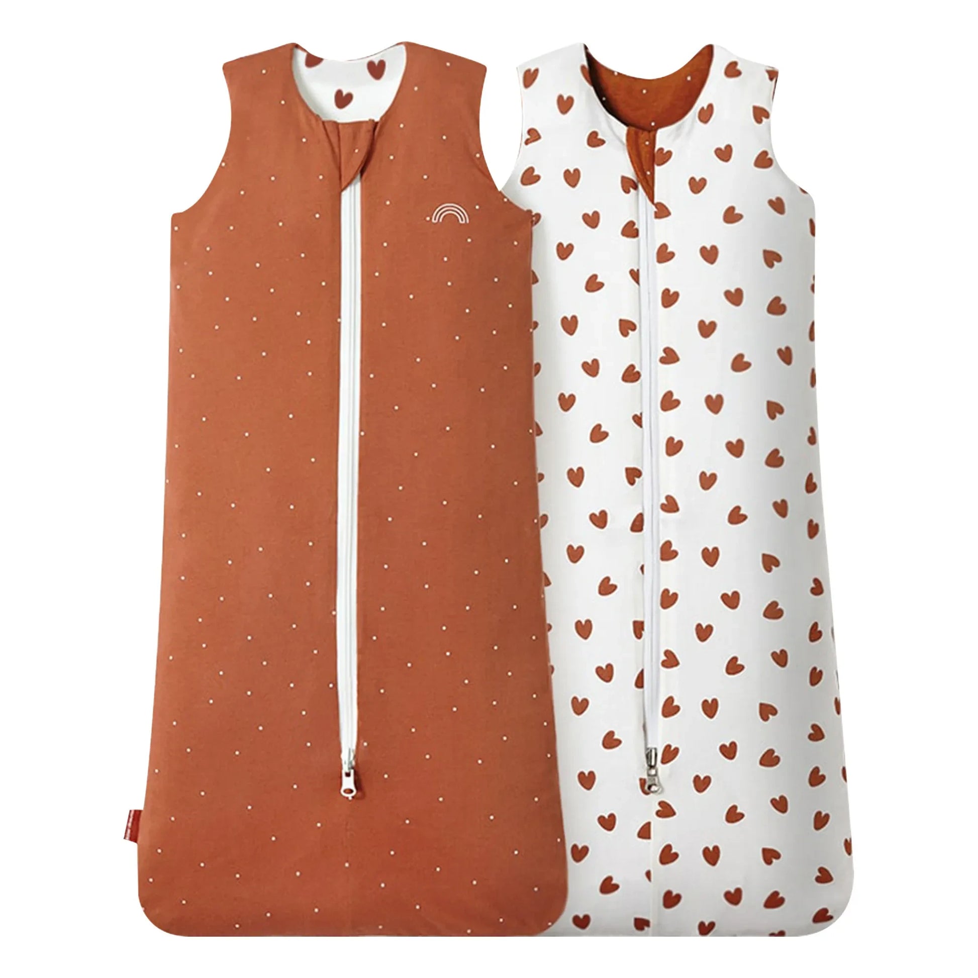 Les Petites Billes - Cœurs reversible multi-season sleeping bag | Terracotta