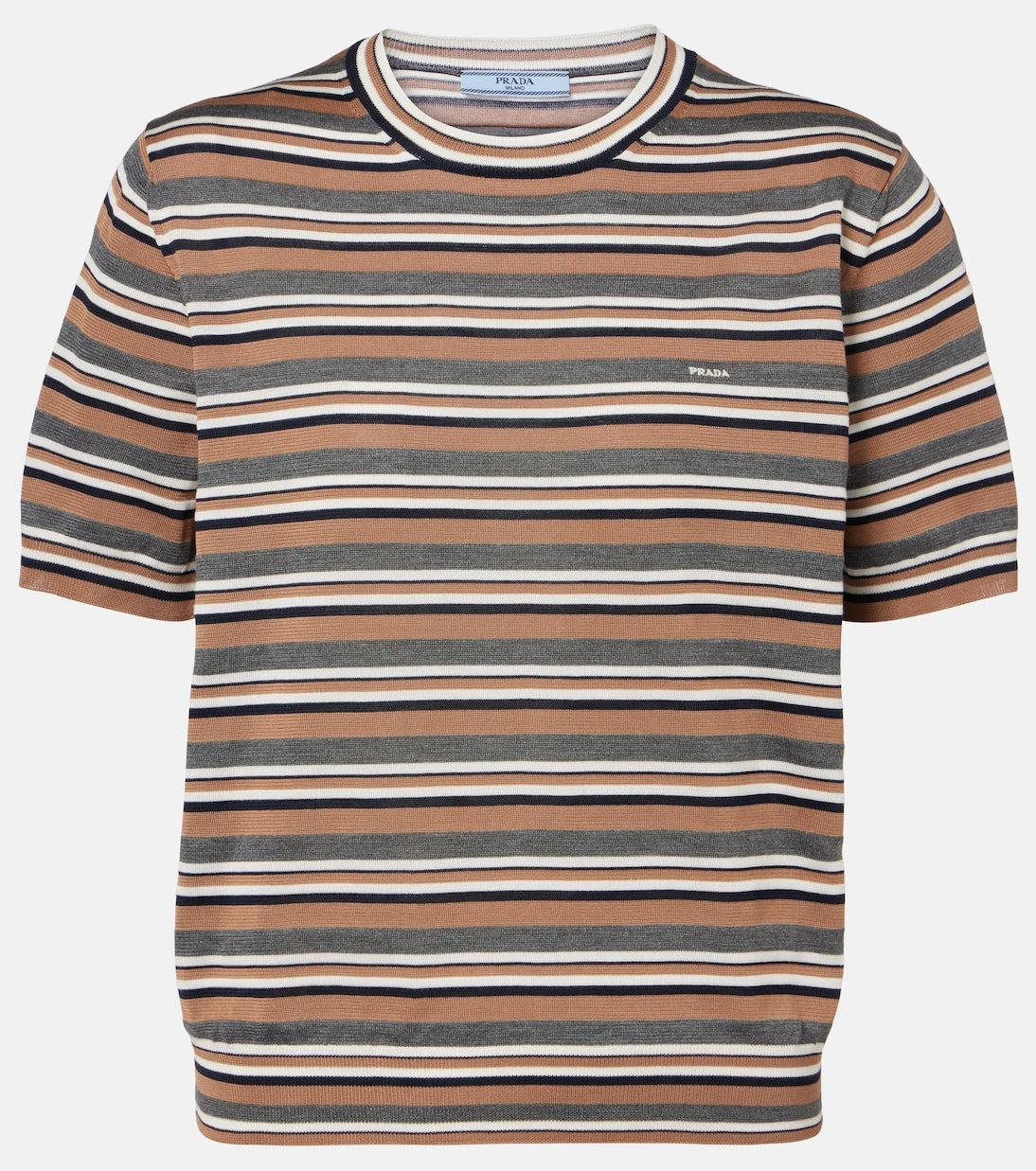 Prada - Striped cotton and silk T-shirt