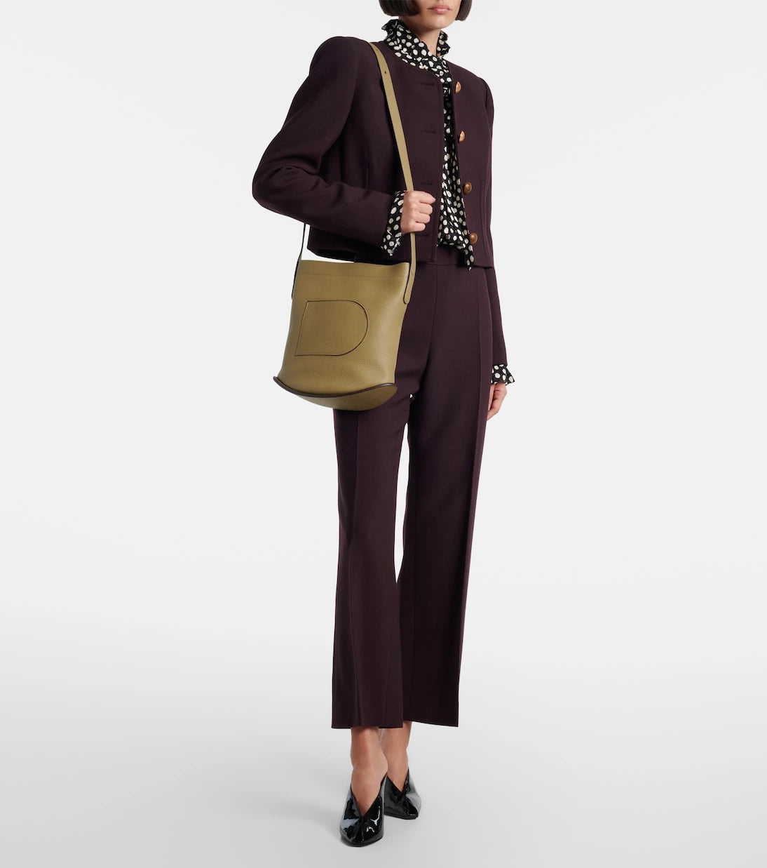 Delvaux - حقيبة يد Pin Daily Medium جلدية توت