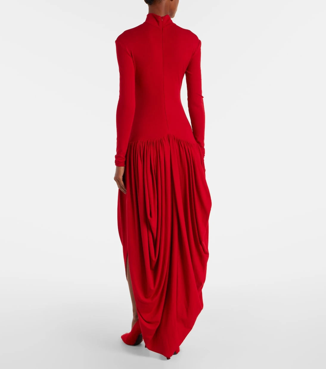 ماجدا بوتريم - فستان ماكسي مطوي غير متماثل بياقة مدورة
