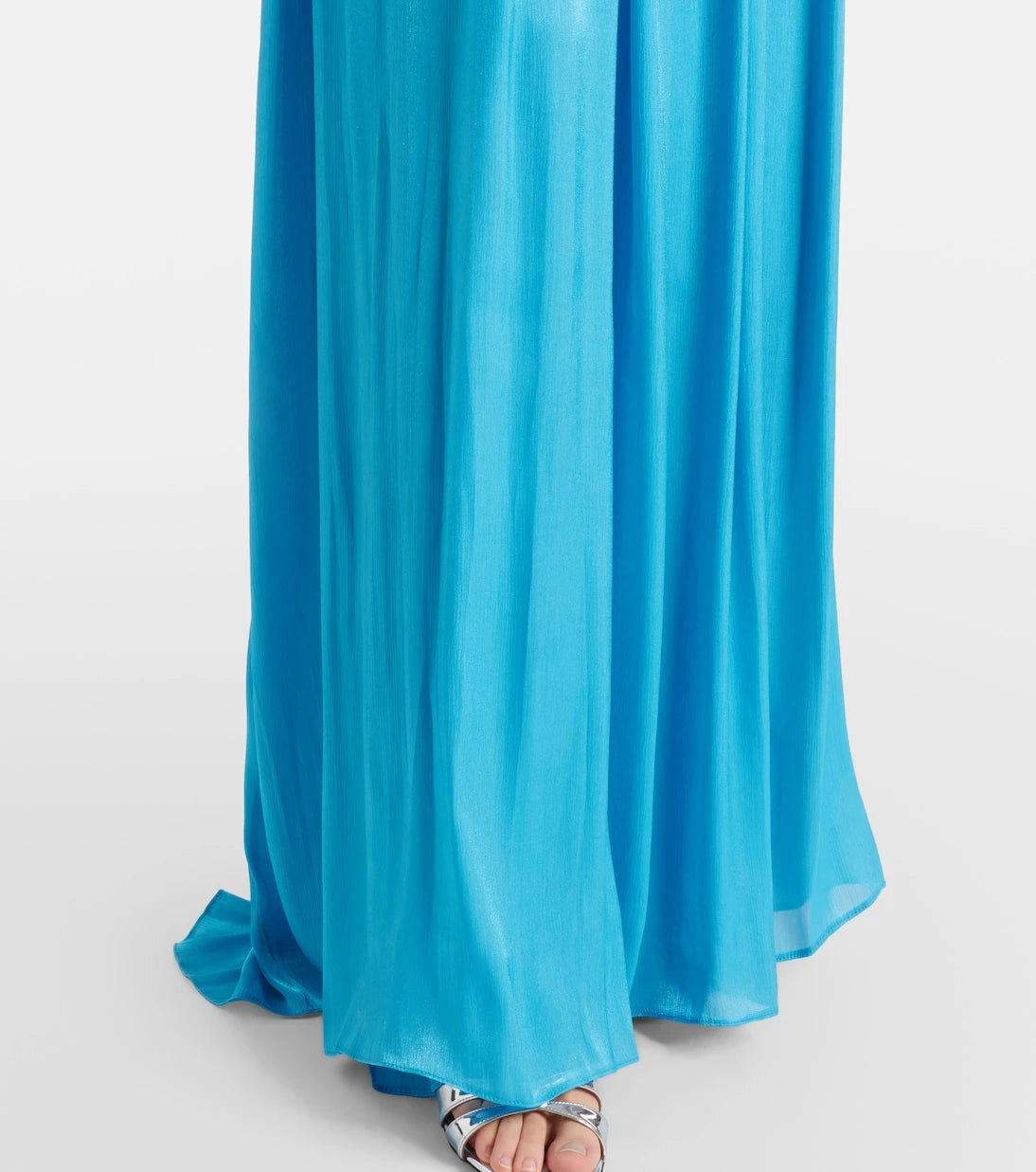 Costarellos - Isilda lamé georgette one-shoulder gown