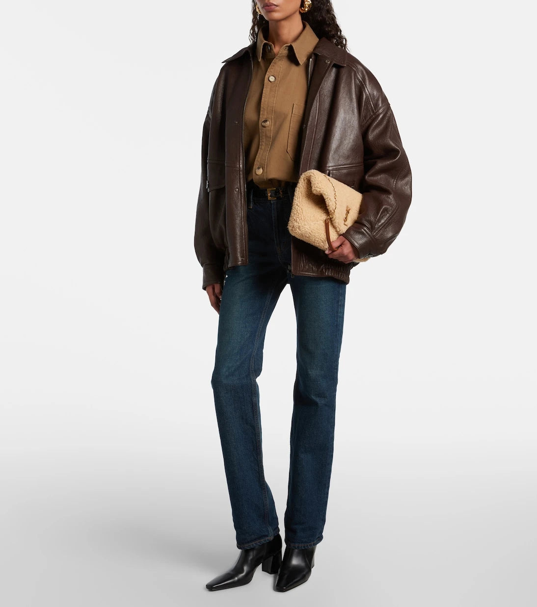 Saint Laurent - Cassandre Envelope shearling shoulder bag