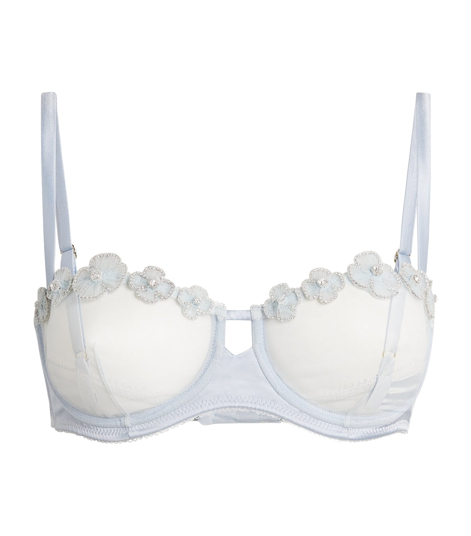 Blue Silk-Blend Chouchou Balconette Bra