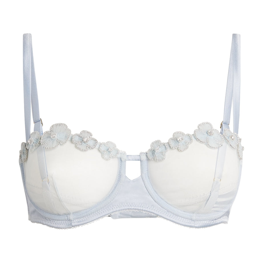 Blue Silk-Blend Chouchou Balconette Bra