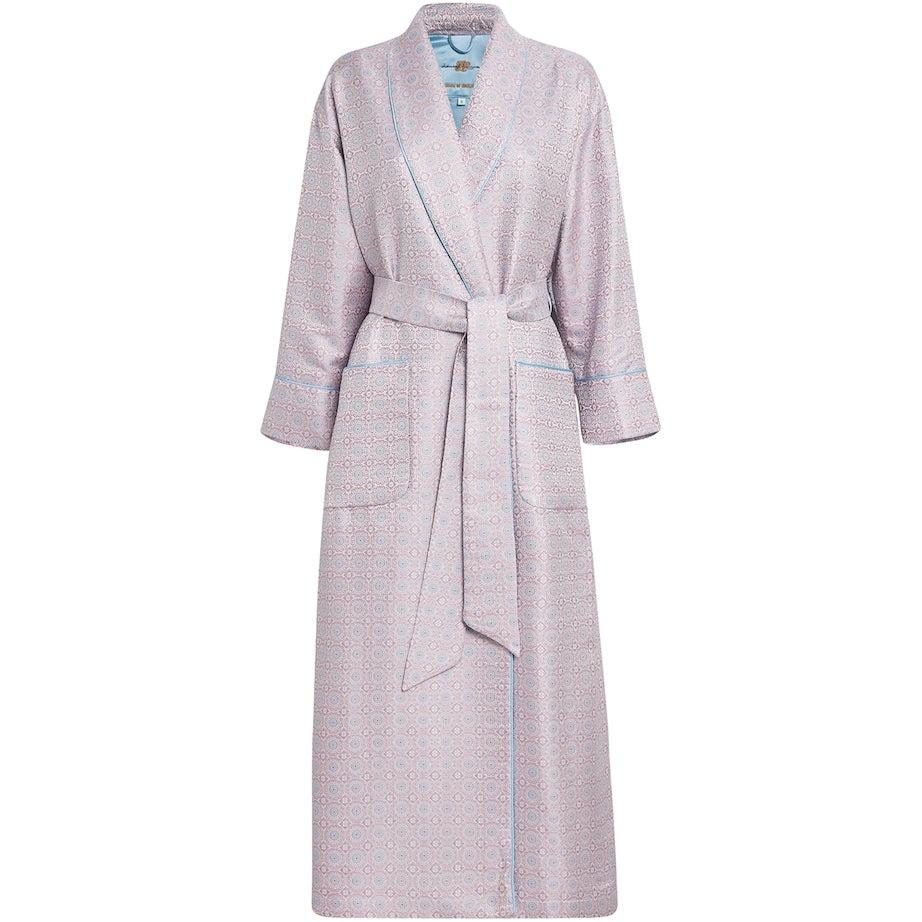Pink Silk Daisy Medallion Jacquard Robe