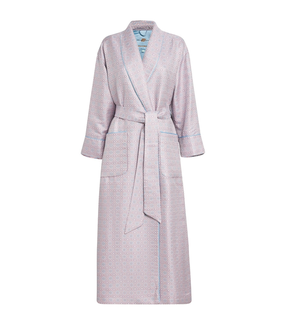 Pink Silk Daisy Medallion Jacquard Robe