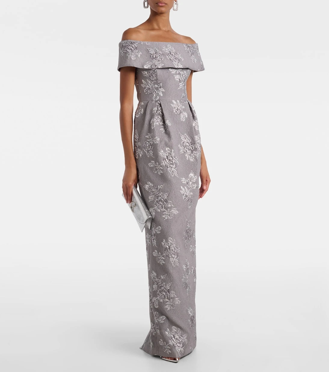 Rebecca Vallance - Ruth off-shoulder brocade bustier gown